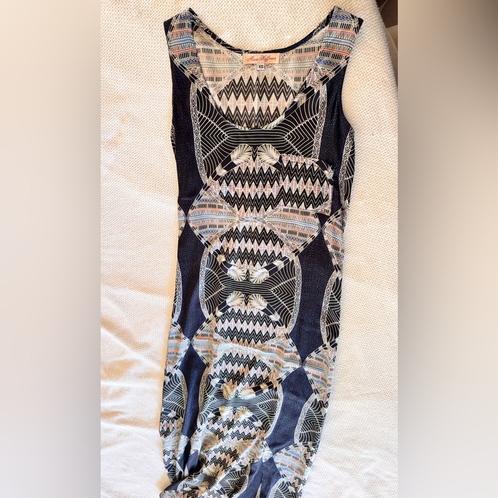MARA HOFFMAN Boho Sleeveless Multicolored Black Maxi Dress - Picture 4 of 10